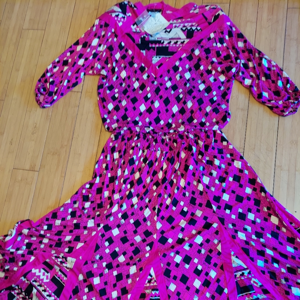 Diane Freis silk dress 2pc dancing skirt NWT. Boho gypsy look pack and go LARGE